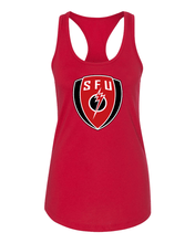 Load image into Gallery viewer, Saint Francis SFU Shield Ladies Racer Tank Top - Red