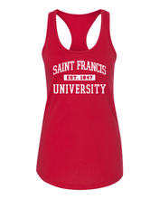 Load image into Gallery viewer, Vintage Saint Francis Est 1847 Ladies Racer Tank Top - Red