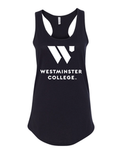 Load image into Gallery viewer, Westminster College 1 Color Ladies Racer Tank Top - Black