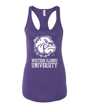 Load image into Gallery viewer, Western Illinois Leatherneck Mascot Ladies Tank Top - Purple Rush