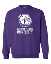 Load image into Gallery viewer, Western Illinois Leatherneck Mascot Crewneck Sweatshirt - Purple