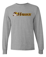 Load image into Gallery viewer, Quincy University Hawks Long Sleeve T-Shirt - Sport Grey