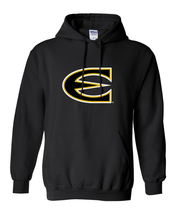 Load image into Gallery viewer, Emporia State Full Color E Hooded Sweatshirt - Black
