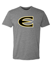 Load image into Gallery viewer, Emporia State Full Color E Soft Exclusive T-Shirt - Dark Heather Gray