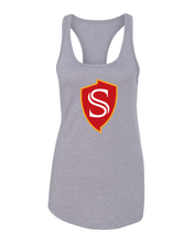 Load image into Gallery viewer, Stanislaus State Shield Ladies Tank Top - Heather Grey