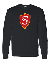 Load image into Gallery viewer, Stanislaus State Shield Long Sleeve T-Shirt - Black