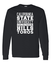 Load image into Gallery viewer, Cal State Dominguez Hills Block Long Sleeve T-Shirt - Black