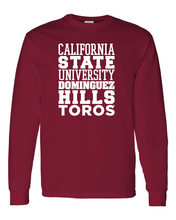 Load image into Gallery viewer, Cal State Dominguez Hills Block Long Sleeve T-Shirt - Cardinal Red