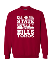 Load image into Gallery viewer, Cal State Dominguez Hills Block Crewneck Sweatshirt - Cardinal Red