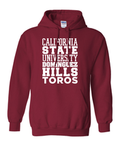 Load image into Gallery viewer, Cal State Dominguez Hills Block Hooded Sweatshirt - Cardinal Red