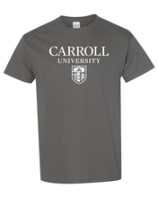 Load image into Gallery viewer, Carroll University Stacked T-Shirt - Charcoal