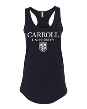 Load image into Gallery viewer, Carroll University Stacked Ladies Tank Top - Black