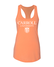 Load image into Gallery viewer, Carroll University Stacked Ladies Tank Top - Light Orange