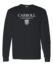 Load image into Gallery viewer, Carroll University Stacked Long Sleeve T-Shirt - Black