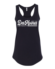 Load image into Gallery viewer, Vintage Des Moines University Ladies Tank Top - Black