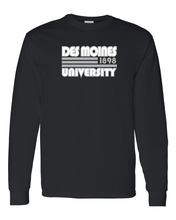 Load image into Gallery viewer, Retro Des Moines University Long Sleeve T-Shirt - Black