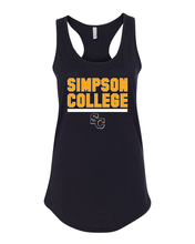 Load image into Gallery viewer, Simpson College Block Ladies Tank Top - Black