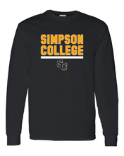 Load image into Gallery viewer, Simpson College Block Long Sleeve T-Shirt - Black