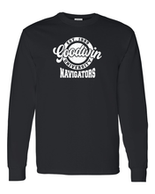 Load image into Gallery viewer, Goodwin University Navigators Long Sleeve T-Shirt - Black