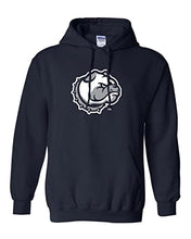 Load image into Gallery viewer, Drake University Bulldog Head Hooded Sweatshirt - Navy