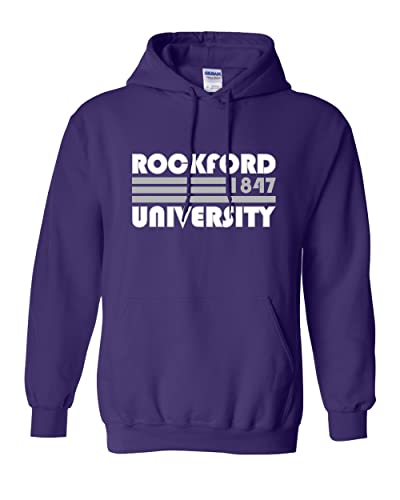 Retro Rockford University Hooded Sweatshirt - Purple
