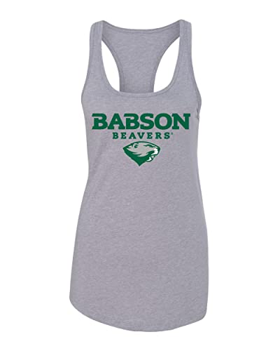 Babson Beavers Full Logo Ladies Tank Top - Heather Grey