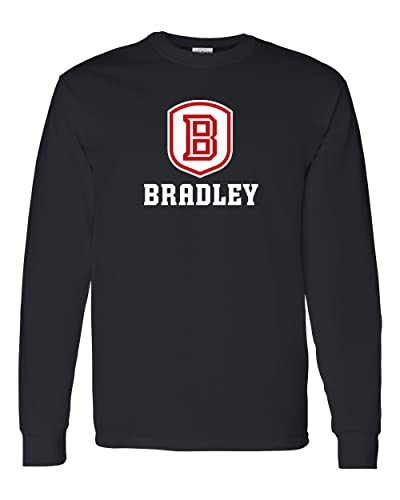 Bradley University Shield Long Sleeve T-Shirt - Black