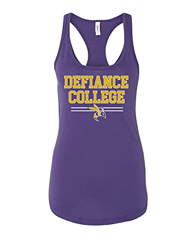 Defiance College Stacked Two Color Ladies Tank Top - Purple Rush