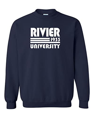 Retro Rivier University Crewneck Sweatshirt - Navy