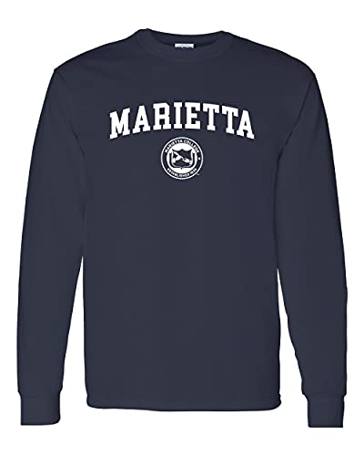 Marietta Seal Logo One Color Long Sleeve Shirt - Navy