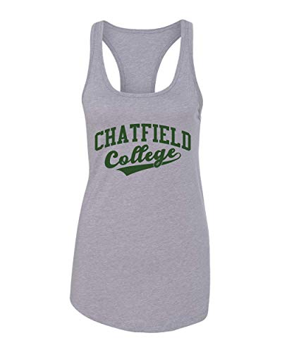 Chatfield College 1 Color Ladies Racer Tank Top - Heather Grey