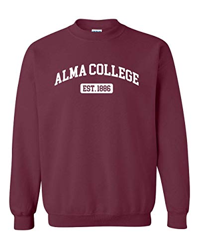 Alma College EST One Color Crewneck Sweatshirt - Maroon