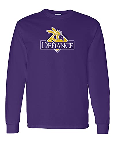 Defiance College Full Logo Long Sleeve Shirt - Purple