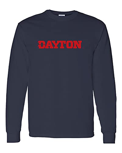 University of Dayton Text Only Long Sleeve Shirt - Navy