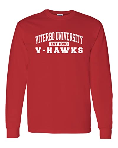 Viterbo University V-Hawks Long Sleeve T-Shirt - Red