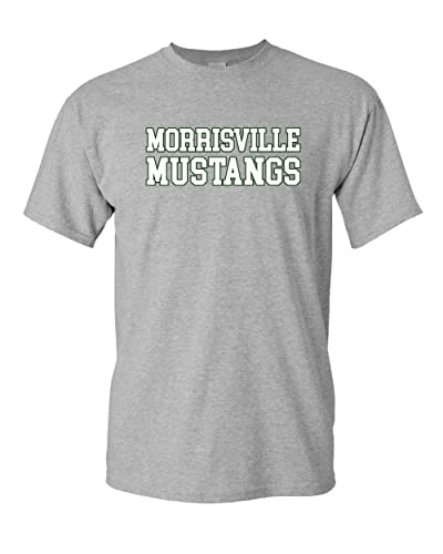 Morrisville State College Mustangs Block Letters T-Shirt - Sport Grey