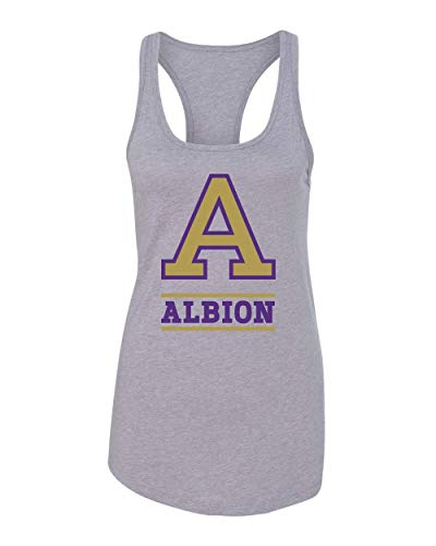 Albion College 2 Color A Tank Top | Albion Britons Student and Alumni Ladies Racerback Tank Top - Heather Grey
