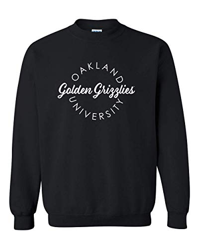 Oakland University Circular 1 Color Crewneck Sweatshirt - Black