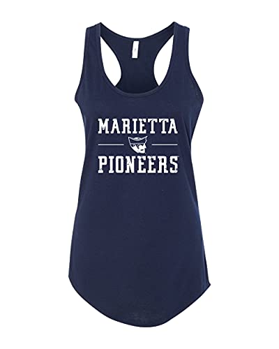 Marietta Pioneers Logo Distressed Tank Top - Midnight Navy