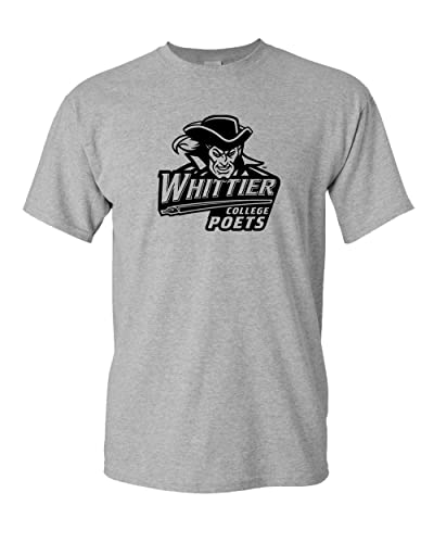 Whittier College Poets 1 Color T-Shirt - Sport Grey