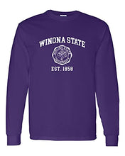 Load image into Gallery viewer, Winona State Vintage Est 1858 Long Sleeve T-Shirt - Purple