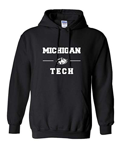 Michigan Tech Stacked One Color Hooded Sweatshirt - Black