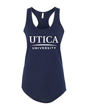 Load image into Gallery viewer, Utica University Text Ladies Tank Top - Midnight Navy