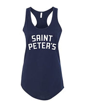 Load image into Gallery viewer, Saint Peter's University Text Ladies Tank Top - Midnight Navy