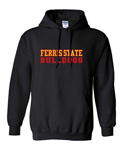Ferris State Bulldogs Stacked Two Color Hooded Sweatshirt - Black