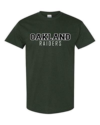 Oakland Community College Block Text Two Color T-Shirt - Forest Green