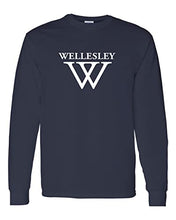 Load image into Gallery viewer, Wellesley College W Long Sleeve Shirt - Navy
