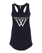 Load image into Gallery viewer, Wellesley College W Ladies Tank Top - Black