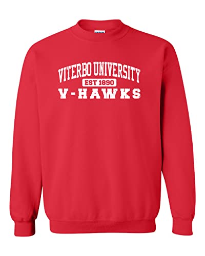 Viterbo University V-Hawks Crewneck Sweatshirt - Red