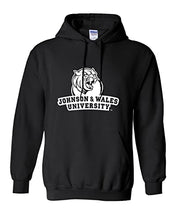 Load image into Gallery viewer, Johnson & Wales University 1 Color Stacked Hooded Sweatshirt - Black